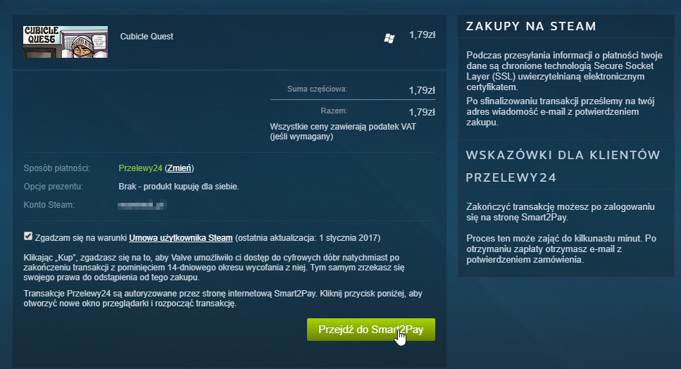 Metody płatności Steam